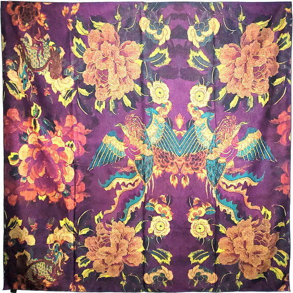 NWT Double Sided Silk Scarf 53"x53" Large Square Shawl Wrap XiangYunSha 36331 - Picture 11 of 12